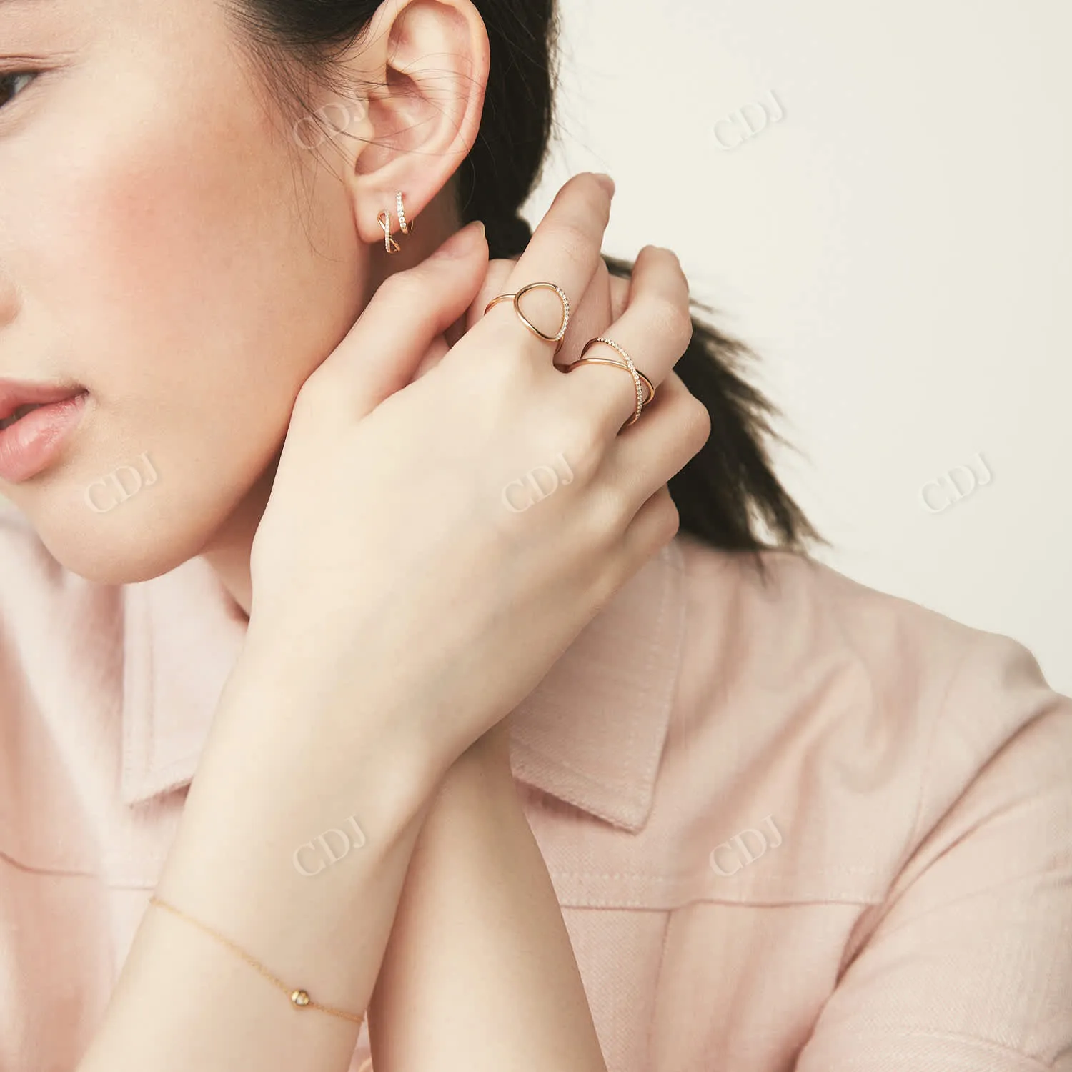 0.08CT X Lab Grown Diamond Hoop Earrings