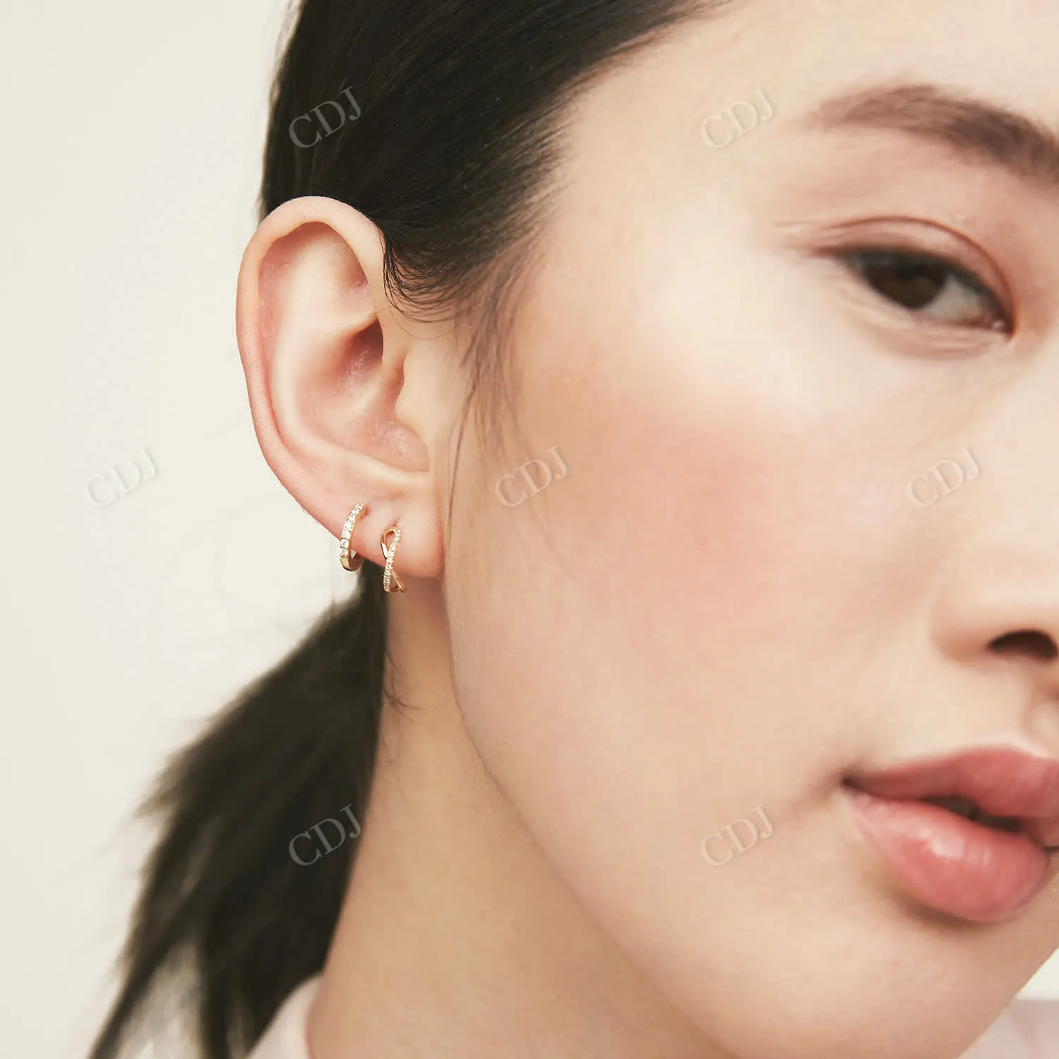 0.08CT X Lab Grown Diamond Hoop Earrings