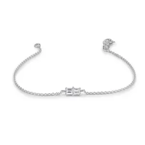 0.12CTW Moissanite Baguette Dainty Diamond Bracelet