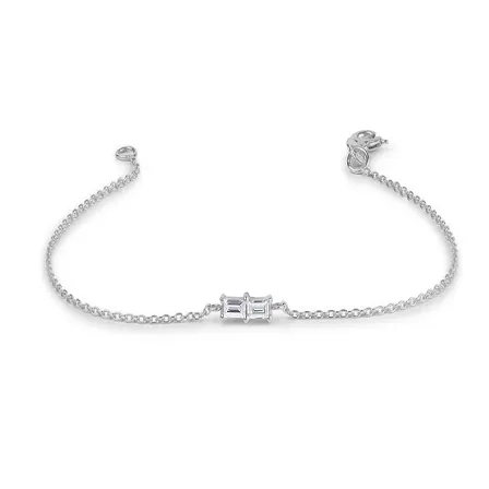 0.12CTW Moissanite Baguette Dainty Diamond Bracelet