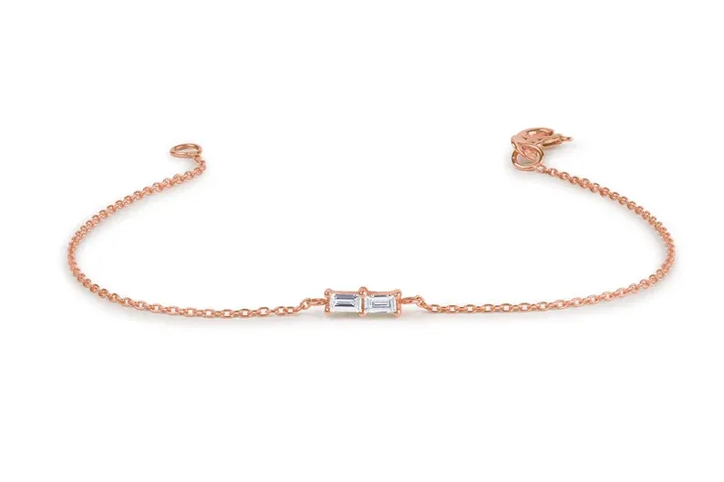 0.12CTW Moissanite Baguette Dainty Diamond Bracelet