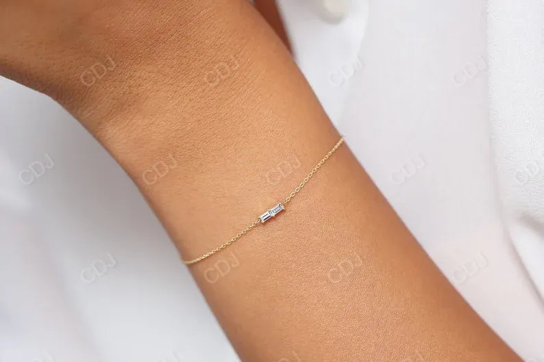 0.12CTW Moissanite Baguette Dainty Diamond Bracelet
