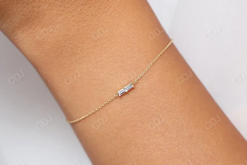 0.12CTW Moissanite Baguette Dainty Diamond Bracelet