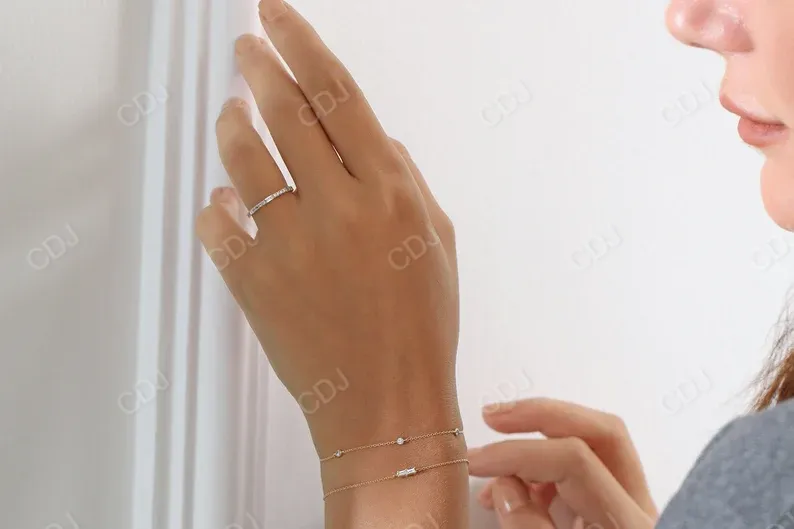 0.12CTW Moissanite Baguette Dainty Diamond Bracelet