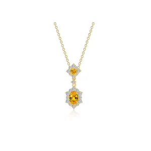 1.02 CTW Citrine Oval Halo STUDS Necklace