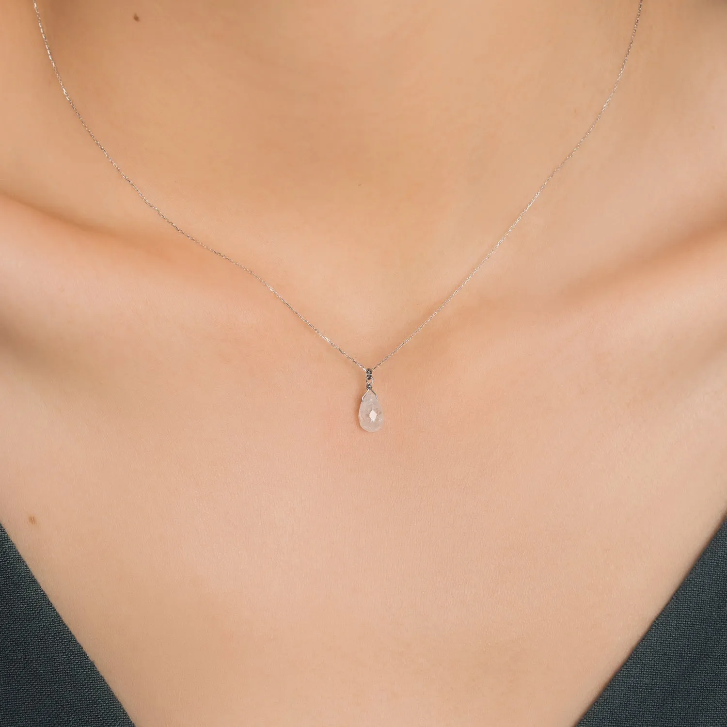 10k White Gold Marley Moonstone Necklace