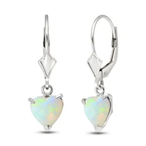 1.3 Carat 14K Solid White Gold Leverback Earrings Natural Opal