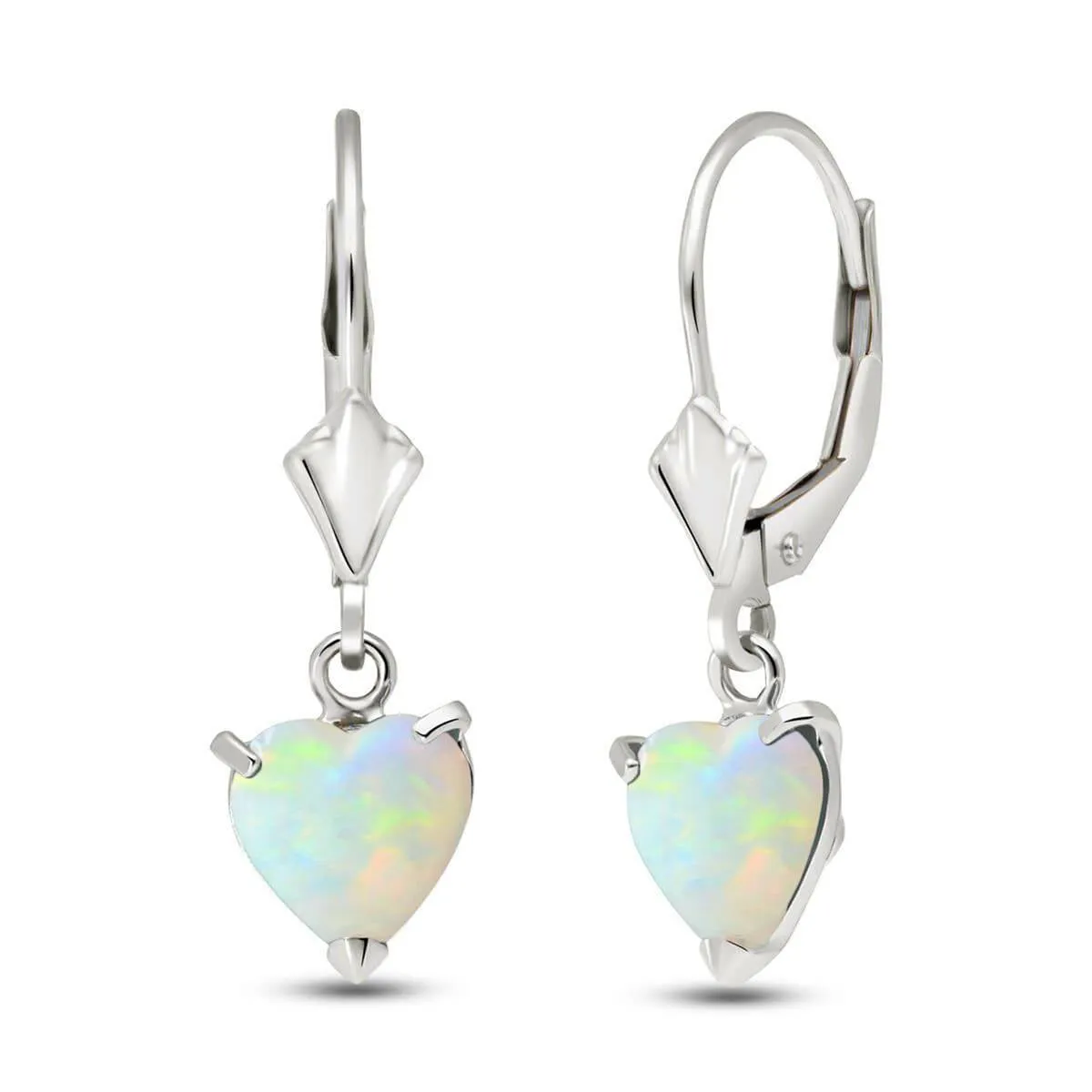 1.3 Carat 14K Solid White Gold Leverback Earrings Natural Opal