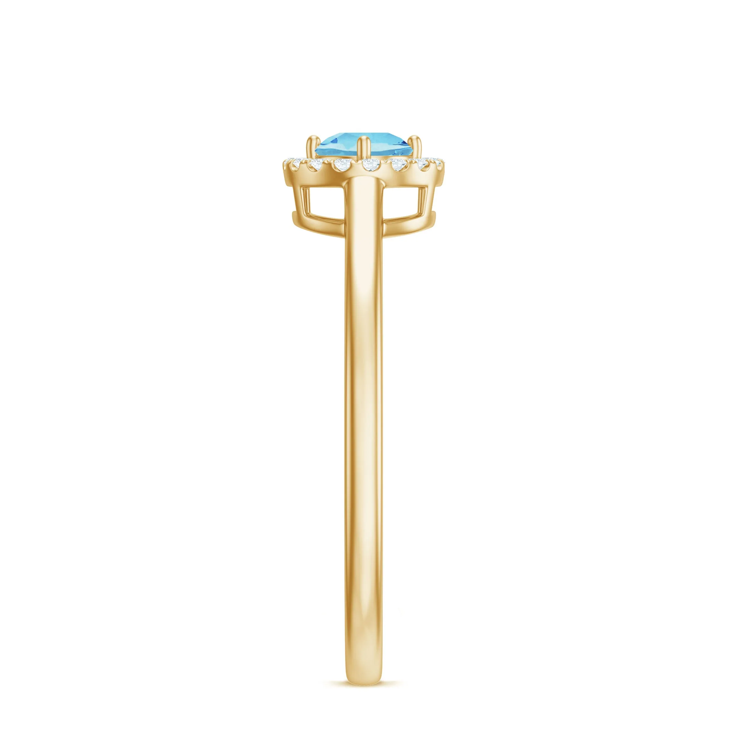 1/4 CT Round Aquamarine and Diamond Halo Ring