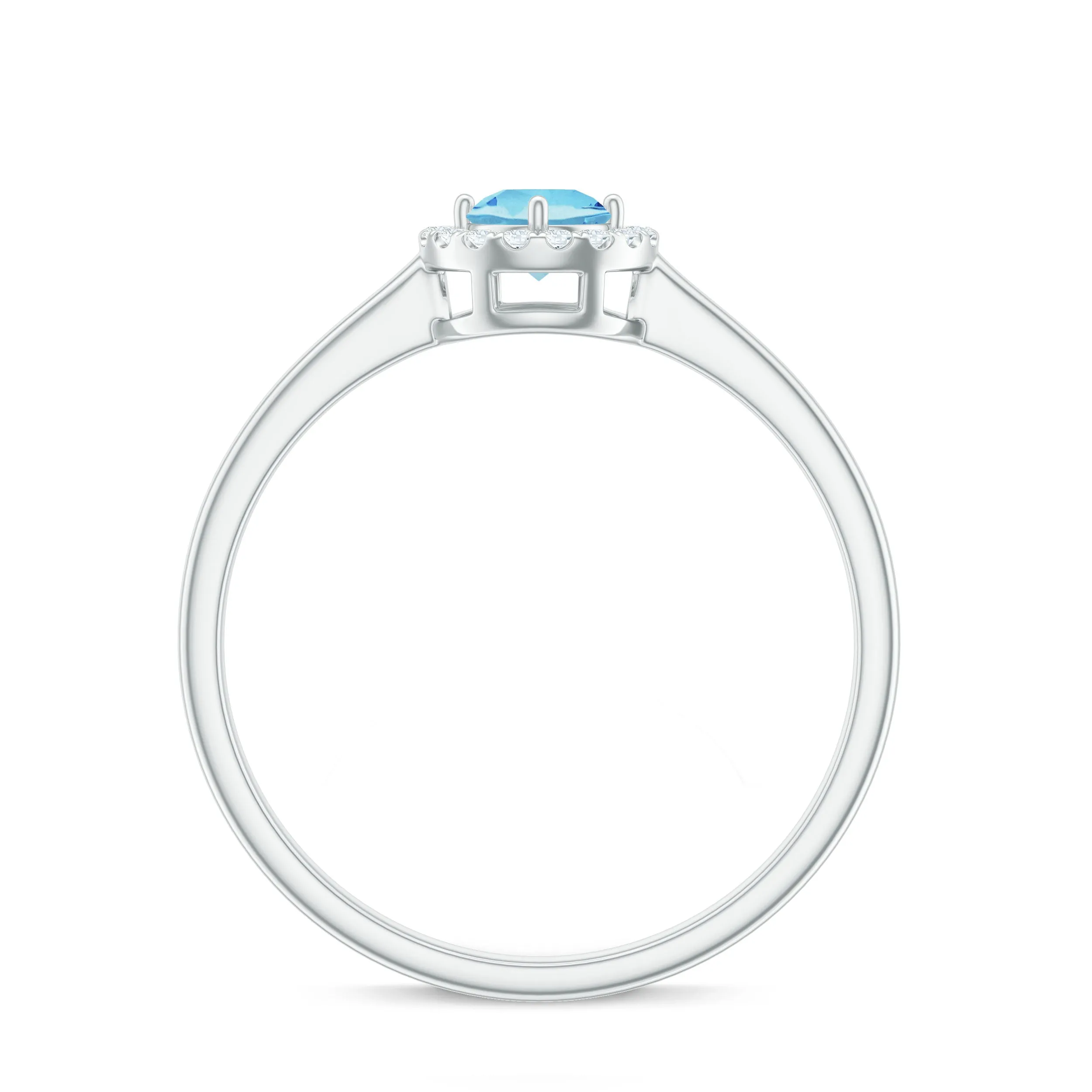 1/4 CT Round Aquamarine and Diamond Halo Ring