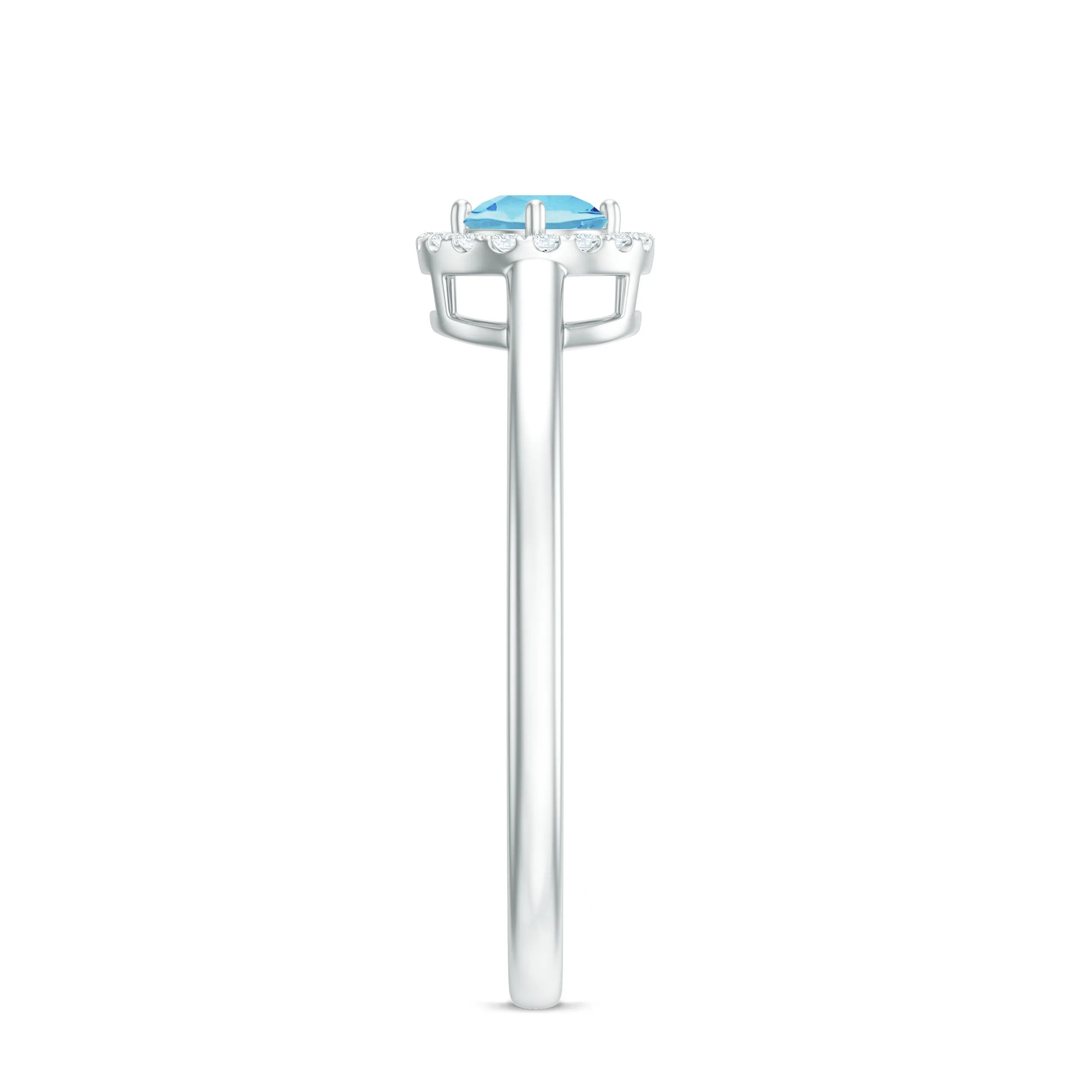 1/4 CT Round Aquamarine and Diamond Halo Ring