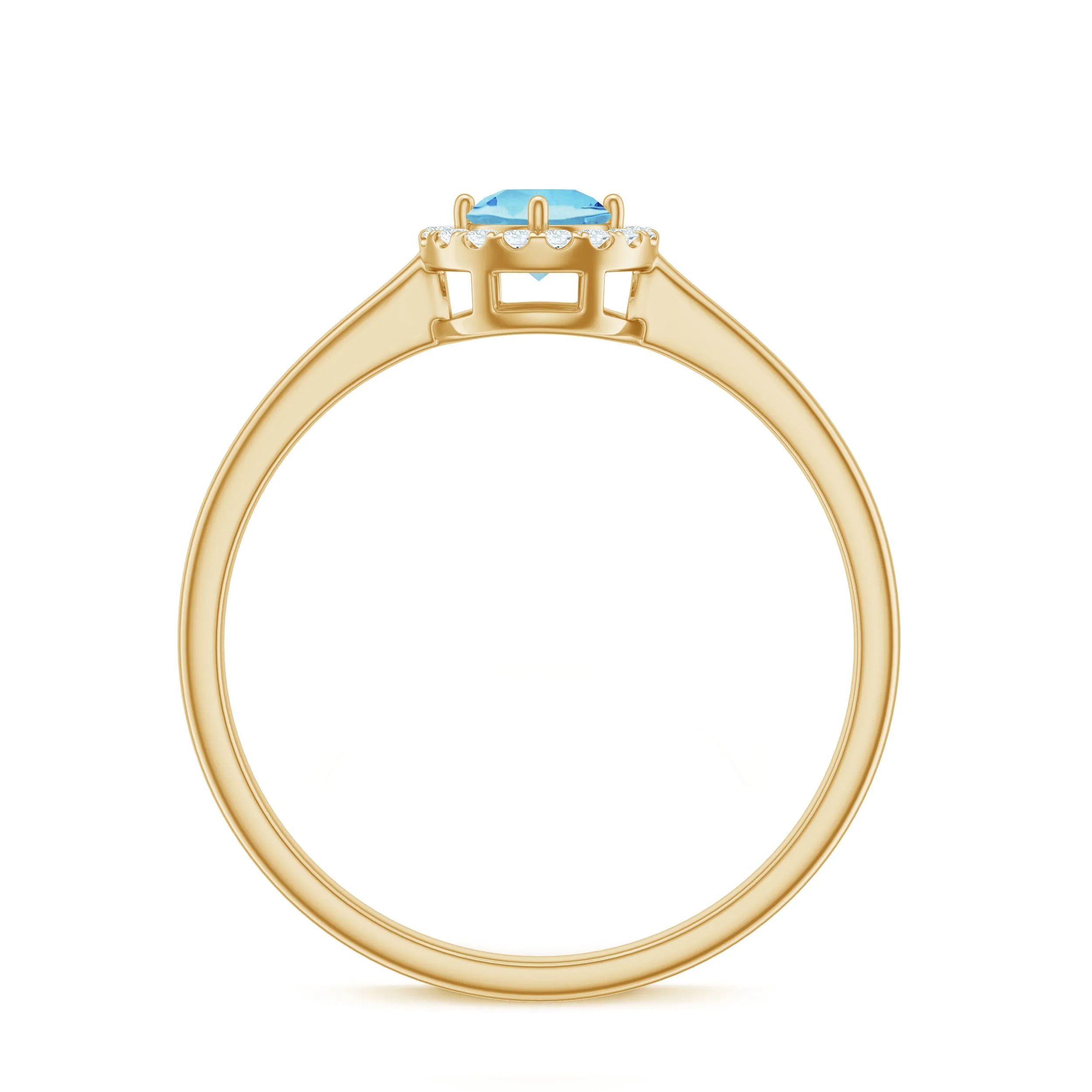 1/4 CT Round Aquamarine and Diamond Halo Ring