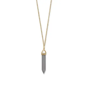 14 Karat Gold Plated Spike Pencil Cut Gray Moonstone Necklace