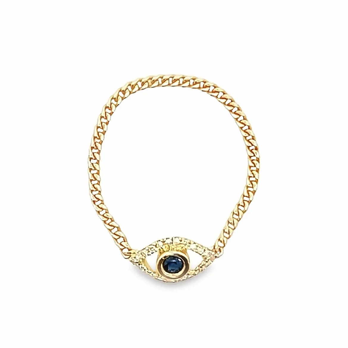 14K Evil Eye Chain Ring