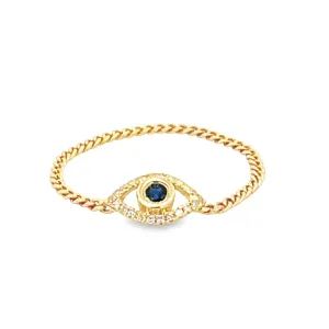 14K Evil Eye Chain Ring