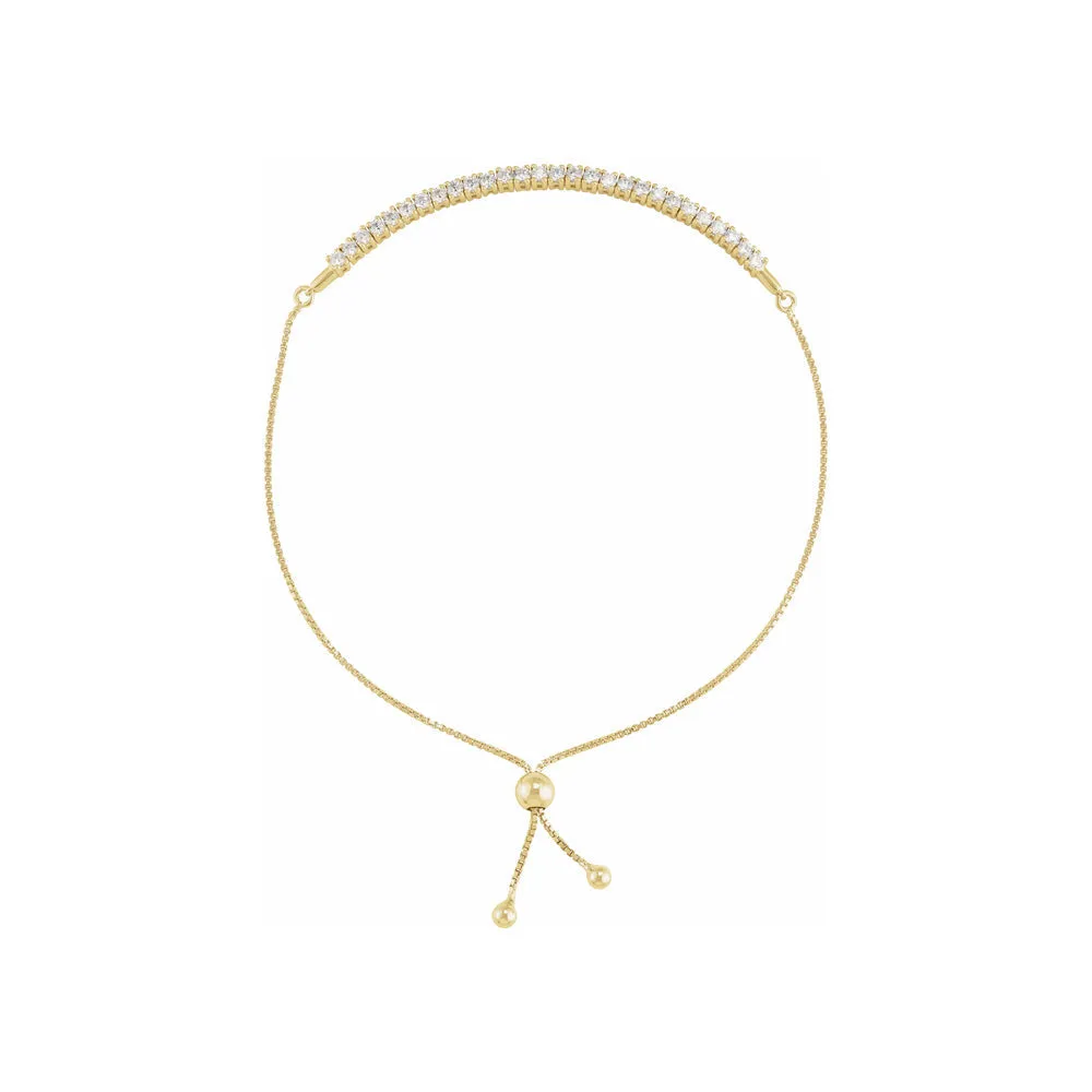 14k Gold 1 CTW Lab-Grown Diamond Adjustable Bolo Bracelet