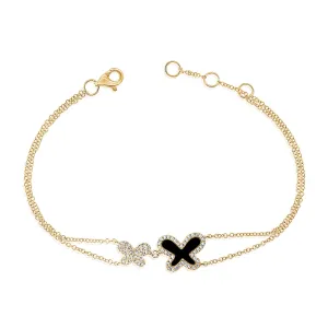 14k Gold & Diamond Butterfly Bracelet - 0.21ct