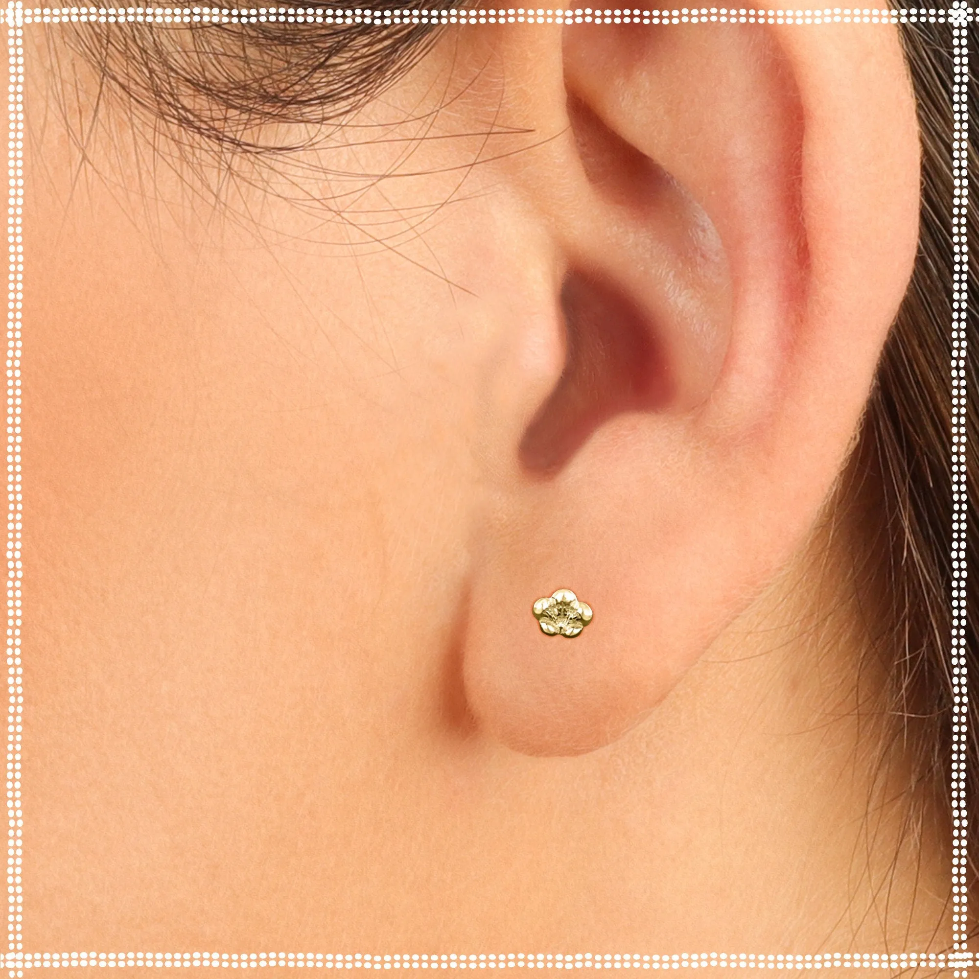 14k Gold Dainty Stud Earrings | Sakura