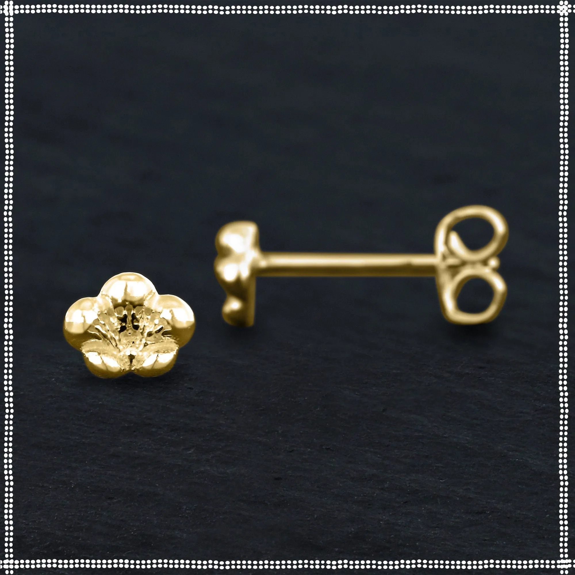 14k Gold Dainty Stud Earrings | Sakura