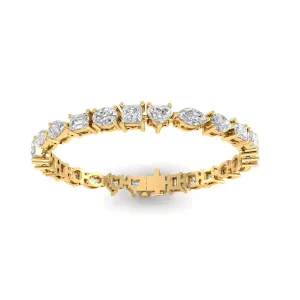 14K or 18K Gold and multi-shape Diamond 8.1 ct Tennis Bracelet Lab Grown