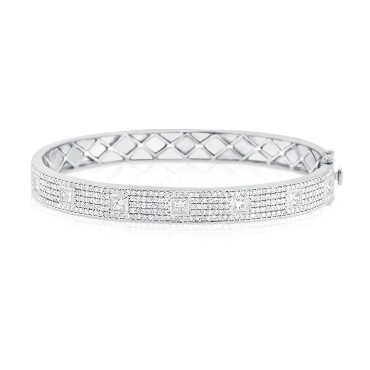 14K Rose Gold Diamond Pave Hinged Bangle