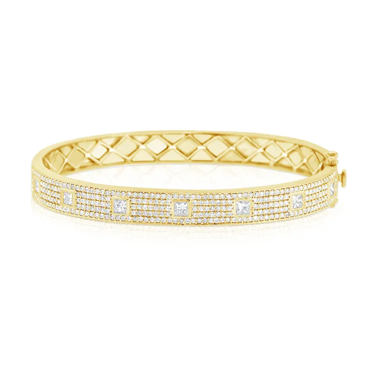 14K Rose Gold Diamond Pave Hinged Bangle