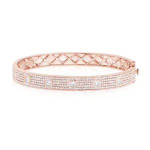 14K Rose Gold Diamond Pave Hinged Bangle