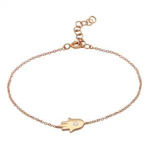 14K Rose Gold Hamsa Diamond Bracelet