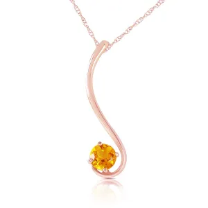 14K Solid Rose Gold Citrine Necklace Gemstone Genuine Imperial