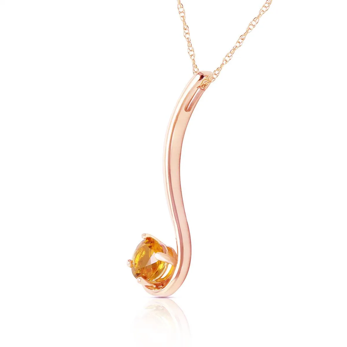 14K Solid Rose Gold Citrine Necklace Gemstone Genuine Imperial