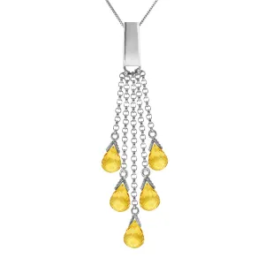 14K Solid White Gold Necklace w/ Briolette Citrines