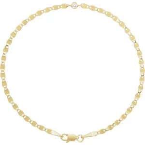14K Yellow Gold 0.06 CT Natural Diamond Bezel-Set Link Bracelet