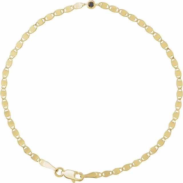 14K Yellow Gold 0.06 CT Natural Diamond Bezel-Set Link Bracelet