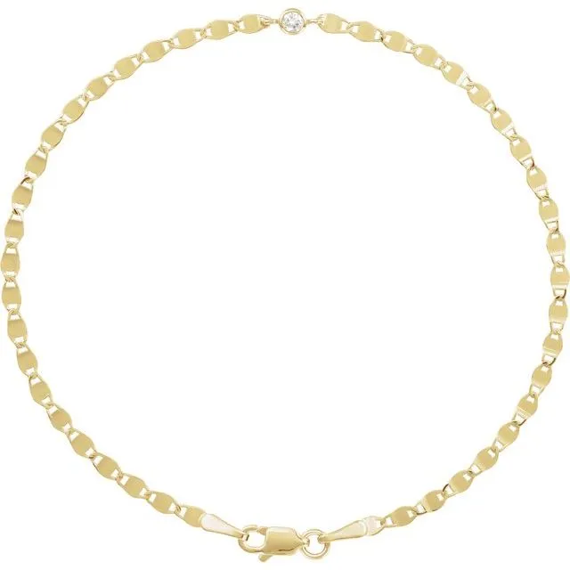 14K Yellow Gold 0.06 CT Natural Diamond Bezel-Set Link Bracelet