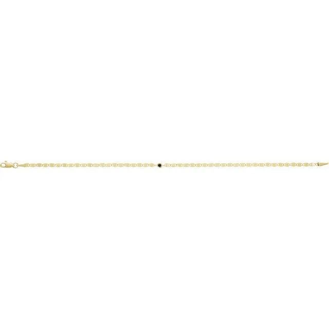 14K Yellow Gold 0.06 CT Natural Diamond Bezel-Set Link Bracelet