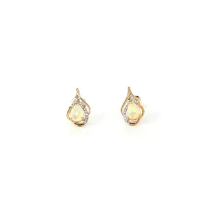 14k Yellow Gold Natural Australian Opal Earrings