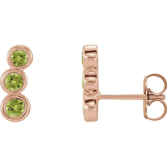14KT GOLD 0.64 CTW PERIDOT EAR CLIMBER EARRINGS