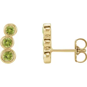 14KT GOLD 0.64 CTW PERIDOT EAR CLIMBER EARRINGS