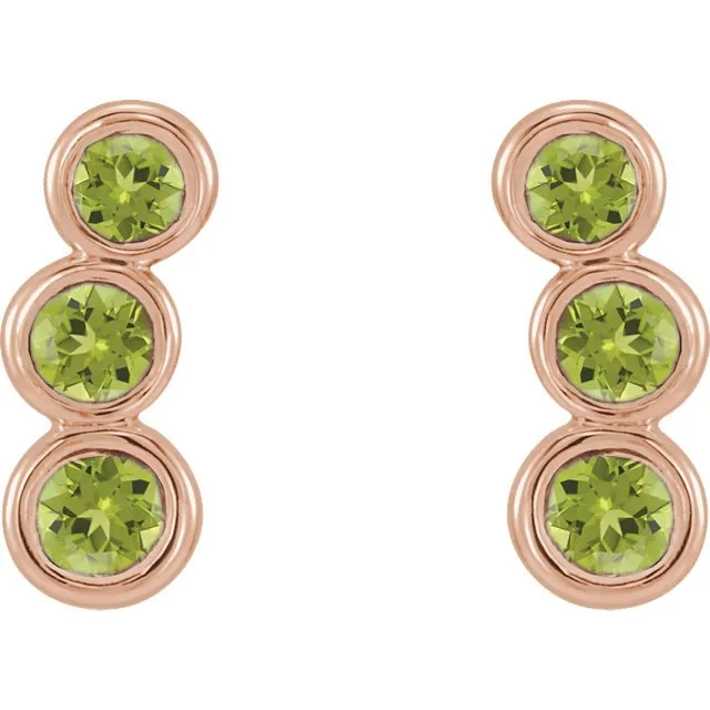 14KT GOLD 0.64 CTW PERIDOT EAR CLIMBER EARRINGS