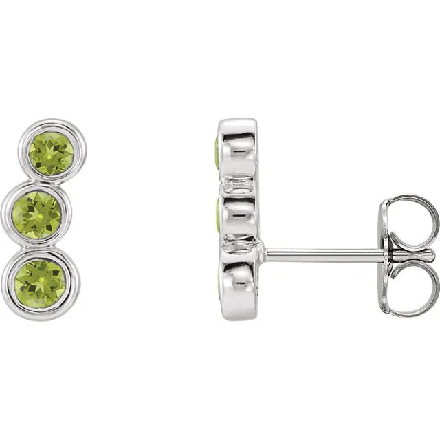 14KT GOLD 0.64 CTW PERIDOT EAR CLIMBER EARRINGS