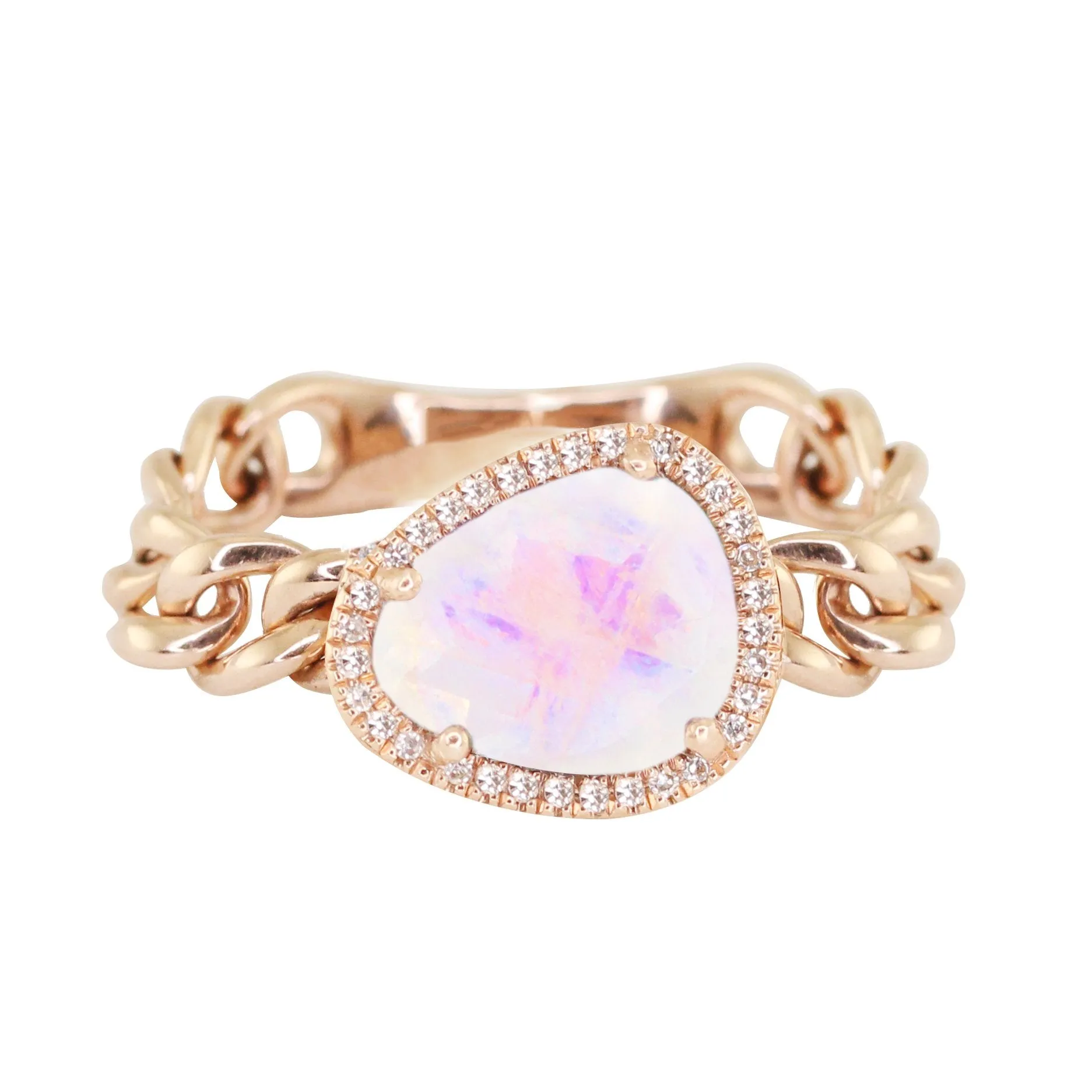 14kt Gold and Diamond Moonstone Ring