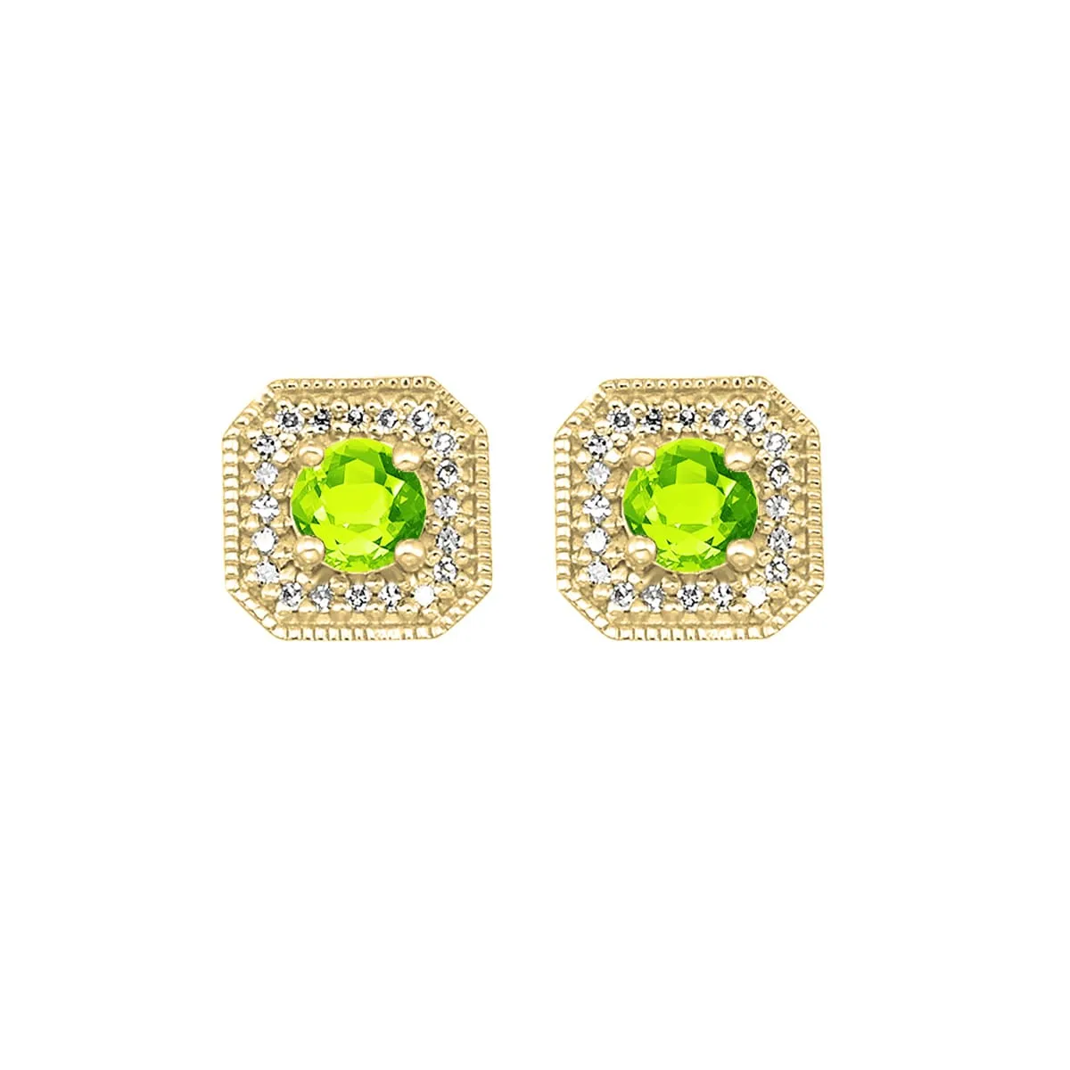 14Kt Yellow Gold Diamond 1/10Ctw & Peridot 1/2Ctw Earring