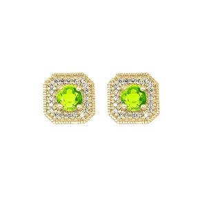 14Kt Yellow Gold Diamond 1/10Ctw & Peridot 1/2Ctw Earring