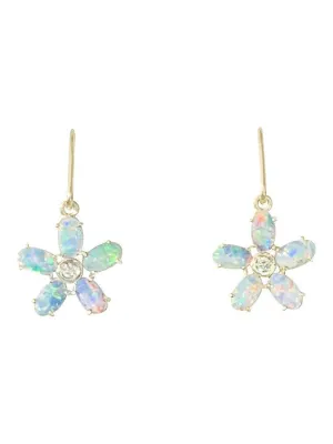 14kt Yellow Gold Opal Floral dangling earrings