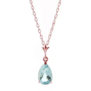 1.5 Carat 14K Solid Rose Gold Pear Aquamarine Necklace
