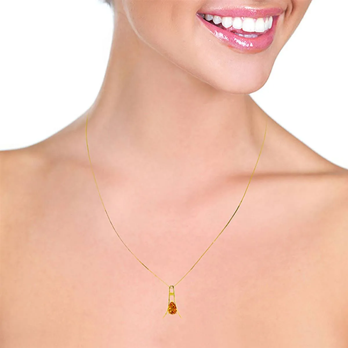 1.5 Carat 14K Solid Yellow Gold Thinking Of You Citrine Necklace