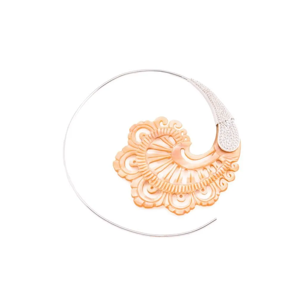 16g Mother of Pearl Buta Silver Plated Brass Earrings - Price Per 2