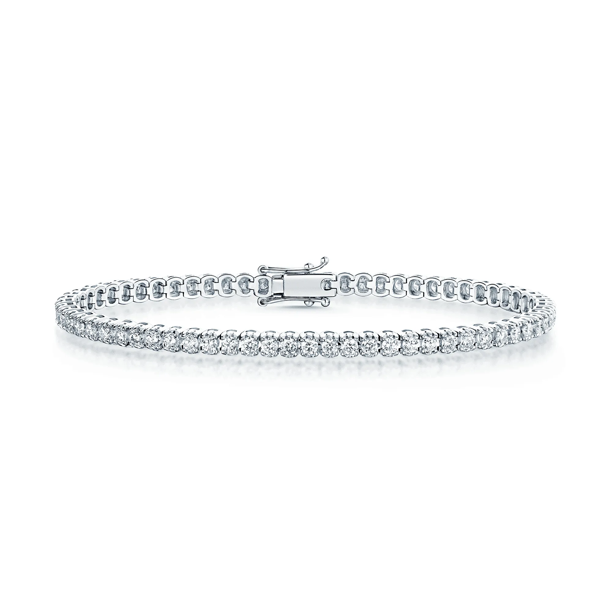 18ct White Gold Claw Set Round Brilliant Cut Diamond Line Bracelet