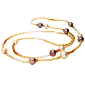 18ct yellow gold southsea pearl and citrine necklace