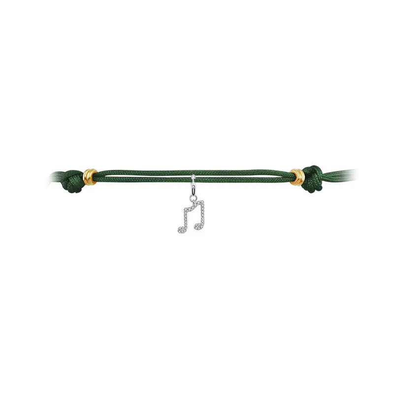 18k Gold Dark Green Tassel Bracelet with Gold Beads